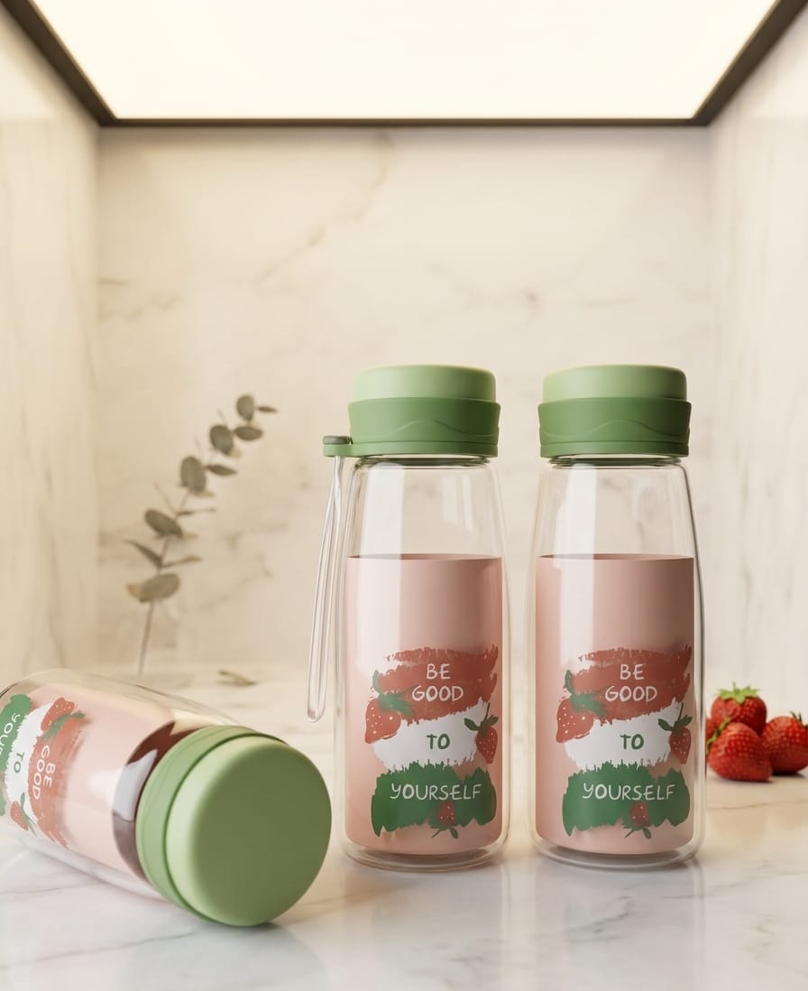 "Be Good To Yourself" Aesthetic Glass Water Bottle