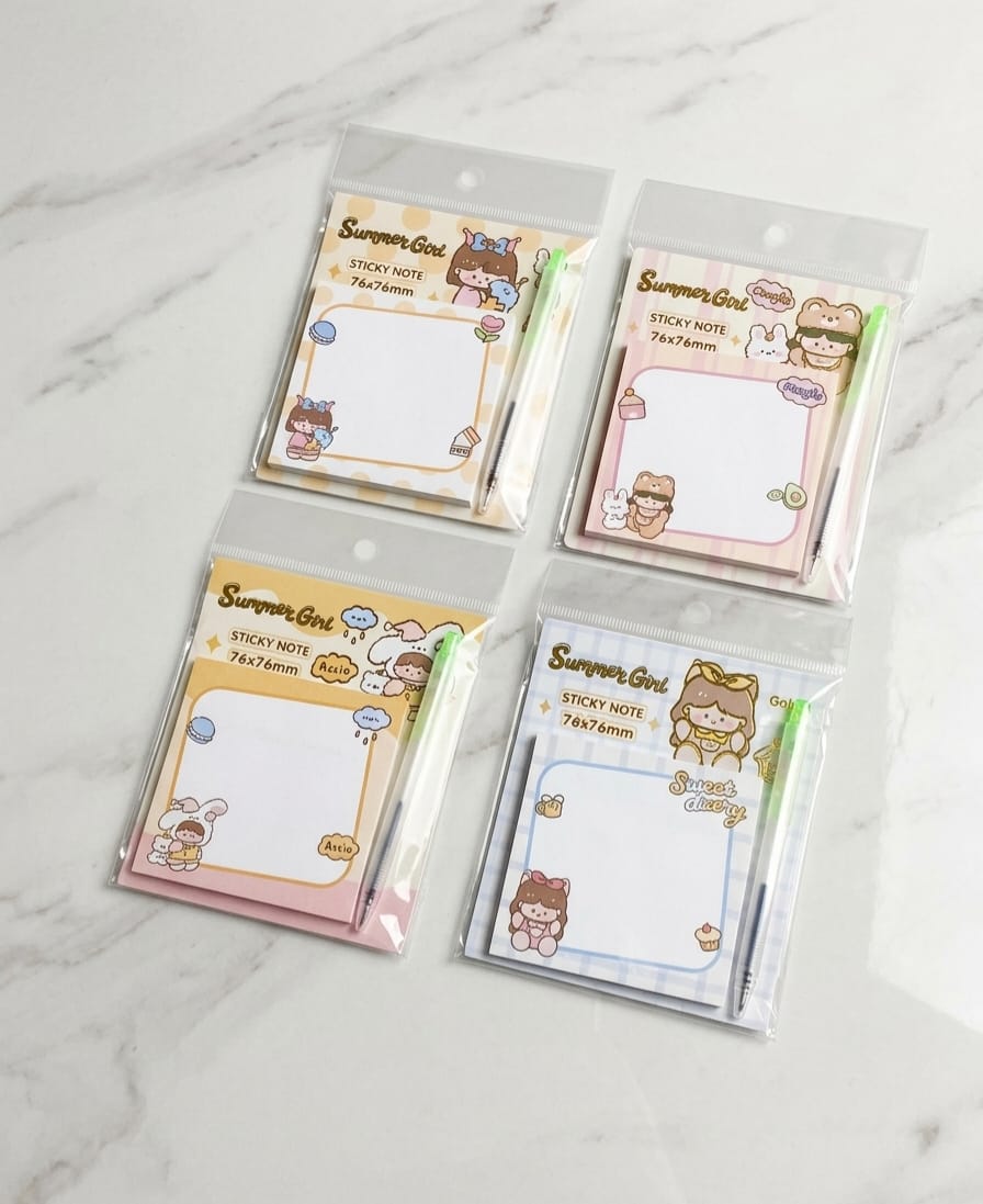 Aesthetic Sticky Note & Pen Set