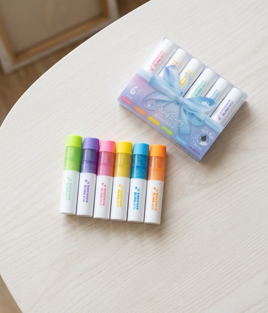 6-Color Glitter Highlighters