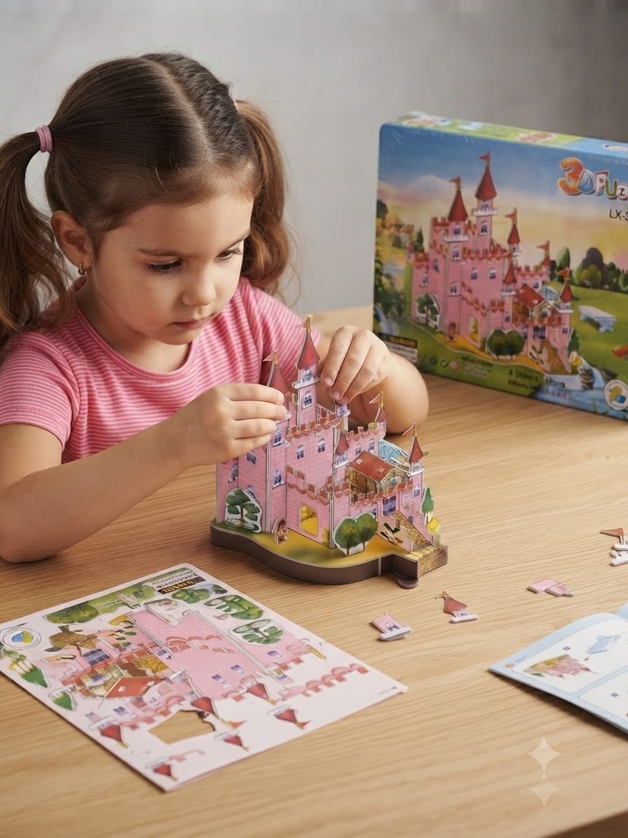 3D Pink Princess Castle Puzzle
