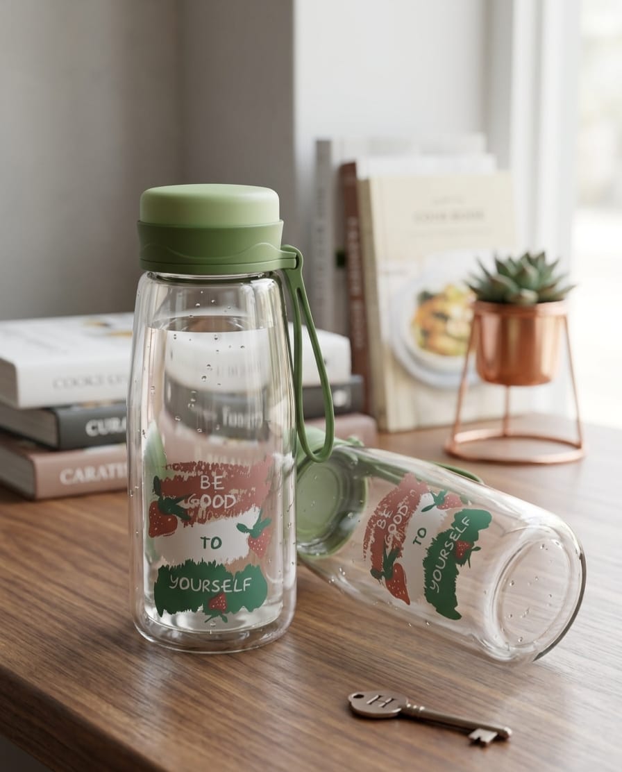 "Be Good To Yourself" Aesthetic Glass Water Bottle