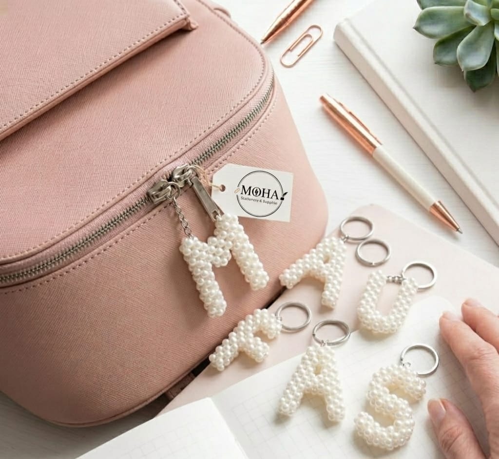 Elegant Beaded Initial Keychain by MOHA