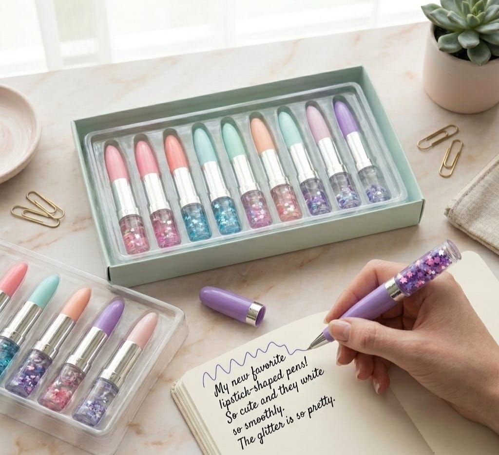 "Glam & Glitter" Lipstick-Shaped Pen Collection