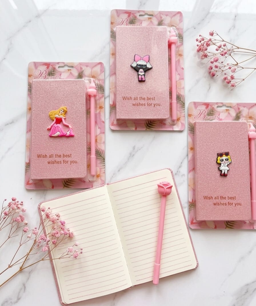 Sparkly Pink Diary & Matching Gel Pen ( Gift set )