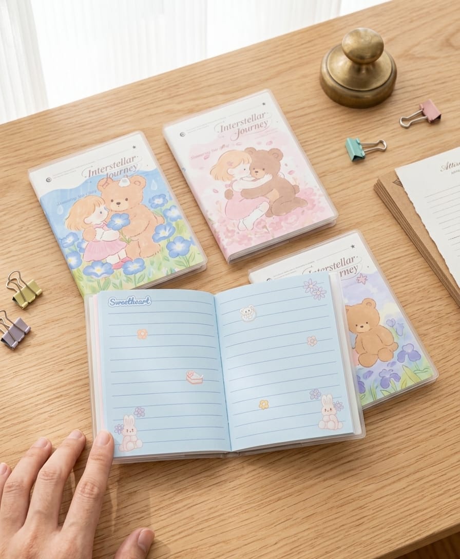 Cute Bear & Girl Pocket Journal
