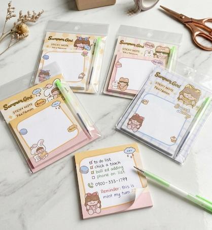 Aesthetic Sticky Note & Pen Set