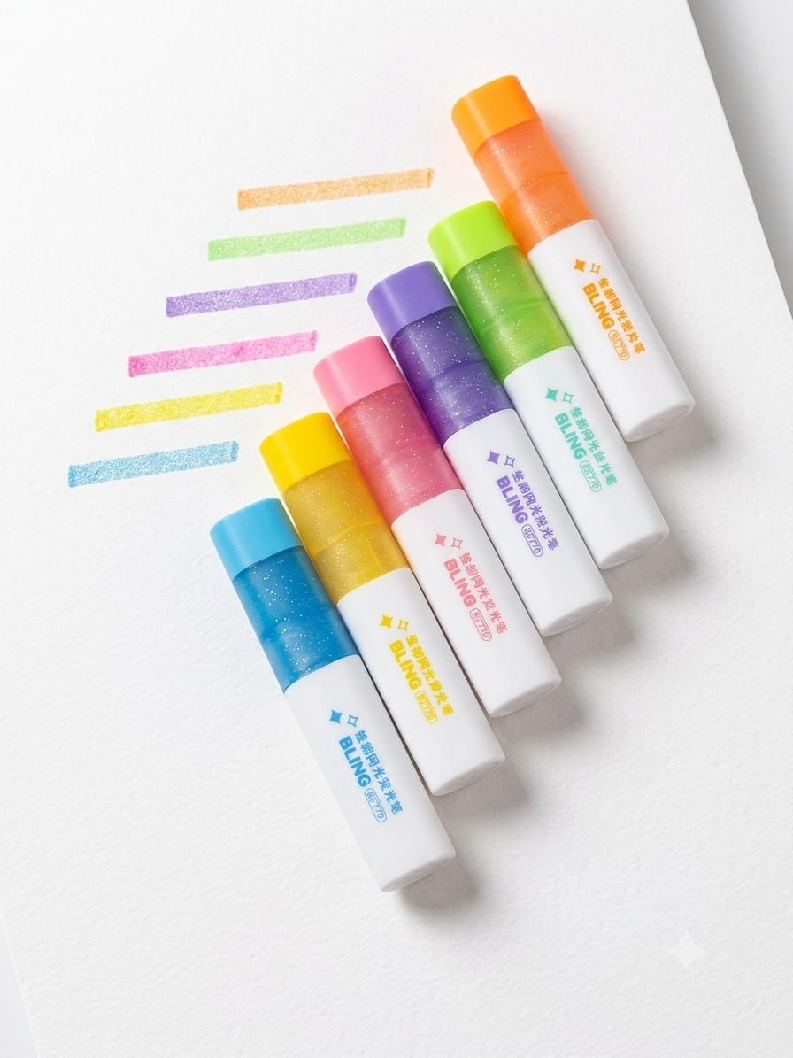 6-Color Glitter Highlighters